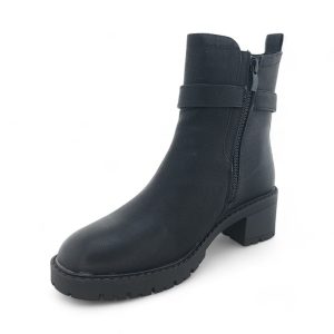 Women's PU Ankle Boot with Elastic and Zipper Sides