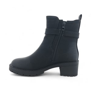 Women's PU Ankle Boot with Elastic and Zipper Sides