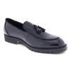 Men's Black PU Loafer with Almond toe and Tassel Y973