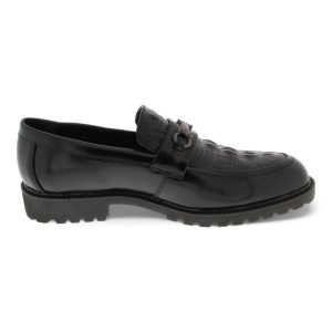 Men Black PU Crocodile Embossed Loafer