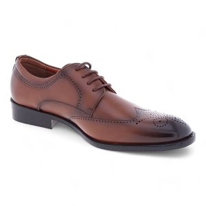 Men's Formal PU Derby Full Brogue Almond Toe Dress Shoes