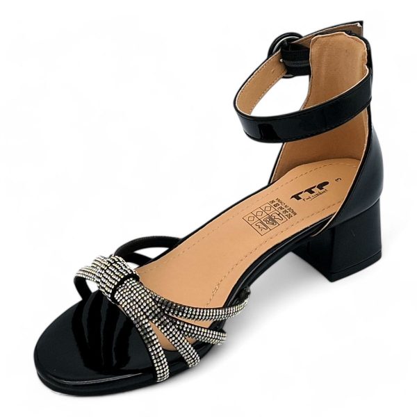 TTP Women Patent Block Heel Sandals with Embellished Bow - HT009 - Image 13