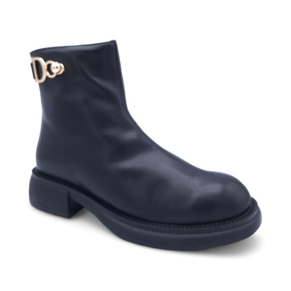 Women's Modern Simplistic Leather Ankle Boots with Back Zipper - HT2403011 - Image 8