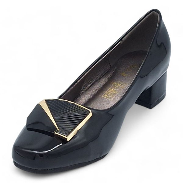 TTP Women Patent PU Square Toe Low Block Heel HT240510 - Image 8