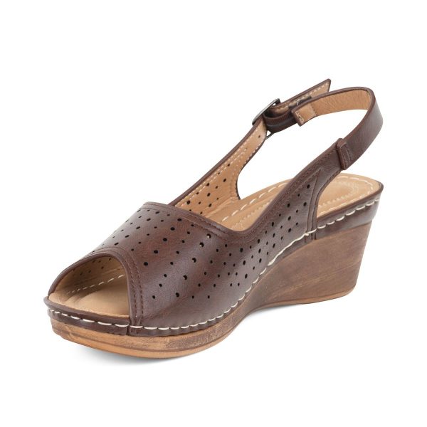 TTP Ladies Wedge Heel Sandals with Cut Out Pattern - Image 3