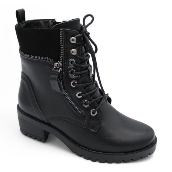 ALXIR Women Block Heel Ankle Boots with Lace and Side Zipper