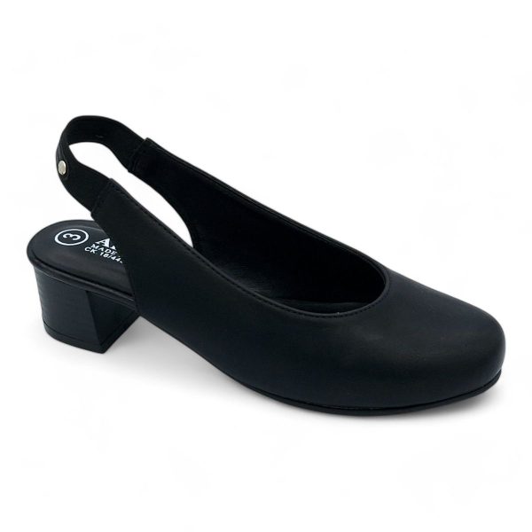 ALXIR Black Slingback Block Heel Courts - Image 6