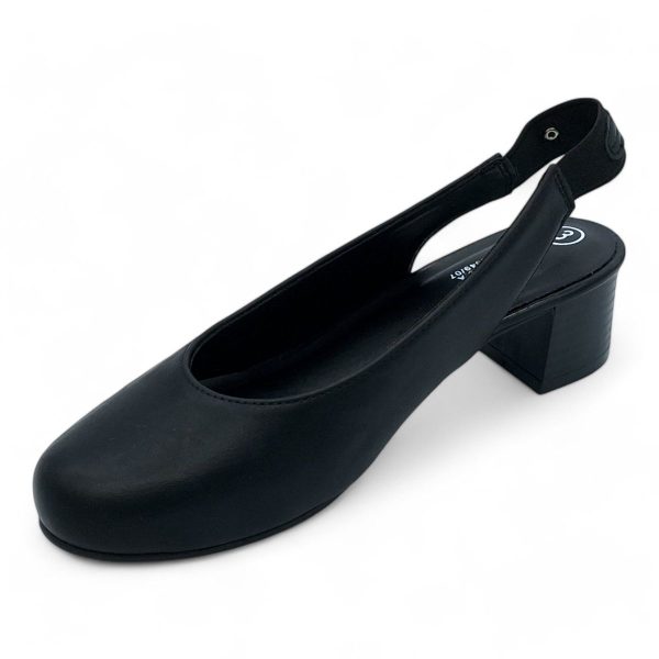 ALXIR Black Slingback Block Heel Courts - Image 4