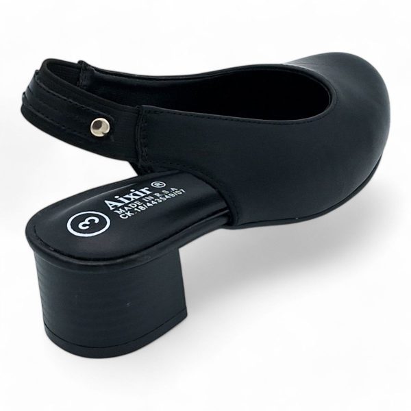 ALXIR Black Slingback Block Heel Courts - Image 2