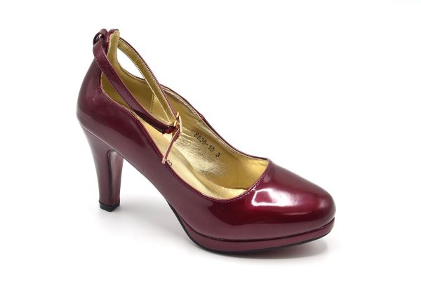 TTP Ladies High Gloss Platform High Heel with Ankle Strap 6636-10 - Image 2