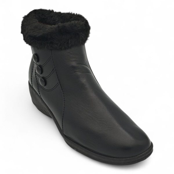 TTP Women Black Round Toe Ankle Boot with Faux Fur Lining HL210401-1 - Image 6