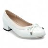 TTP Ladies Patent Court Heel Elasticated Top Line & Ribbon Decor HT7808-2