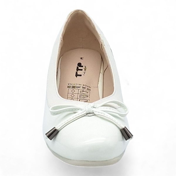 TTP Ladies Patent Court Heel Elasticated Top Line & Ribbon Decor HT7808-2 - Image 5