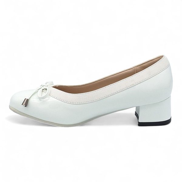 TTP Ladies Patent Court Heel Elasticated Top Line & Ribbon Decor HT7808-2 - Image 2
