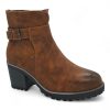 TTP Women's Block Heel Ankle Boots with Buckle Decor and Side Zipper HTM-1
