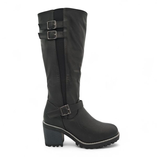 TTP Women Knee High Block Heel Boots with Buckle Decors HTM-6 - Image 2