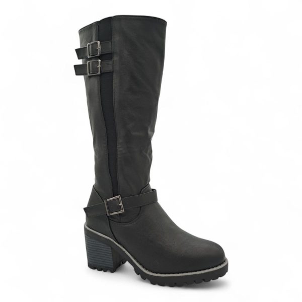 TTP Women Knee High Block Heel Boots with Buckle Decors HTM-6 - Image 22