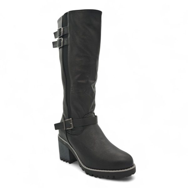 TTP Women Knee High Block Heel Boots with Buckle Decors HTM-6 - Image 21