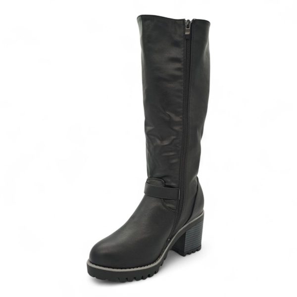 TTP Women Knee High Block Heel Boots with Buckle Decors HTM-6 - Image 20