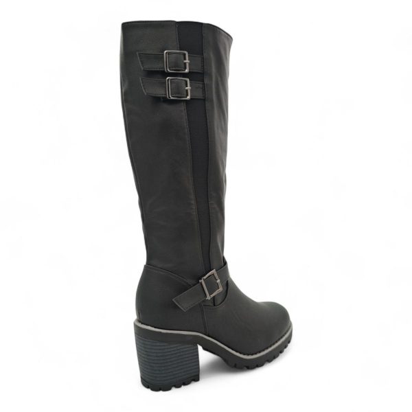 TTP Women Knee High Block Heel Boots with Buckle Decors HTM-6 - Image 17