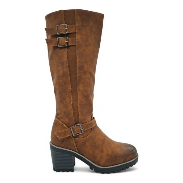 TTP Women Knee High Block Heel Boots with Buckle Decors HTM-6 - Image 15