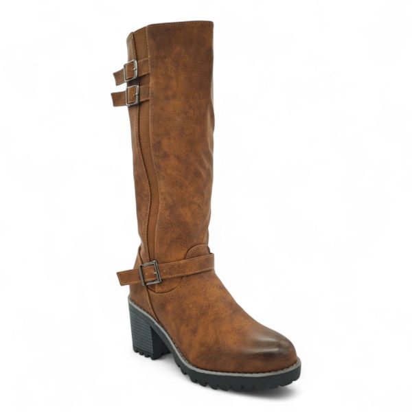 TTP Women Knee High Block Heel Boots with Buckle Decors HTM-6 - Image 13