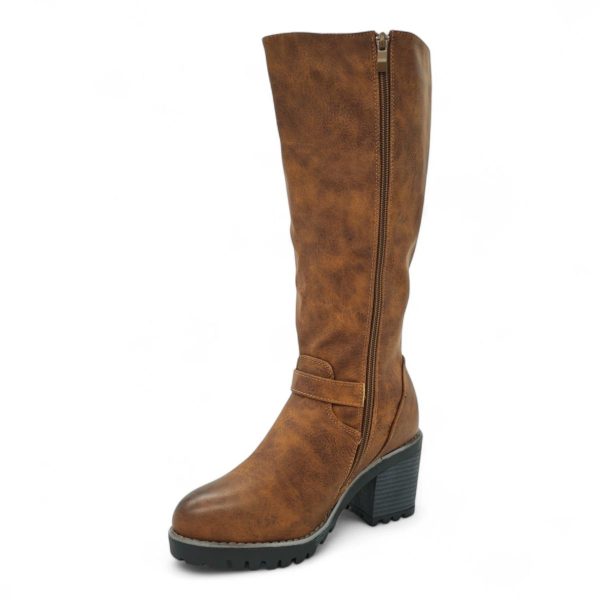 TTP Women Knee High Block Heel Boots with Buckle Decors HTM-6 - Image 12