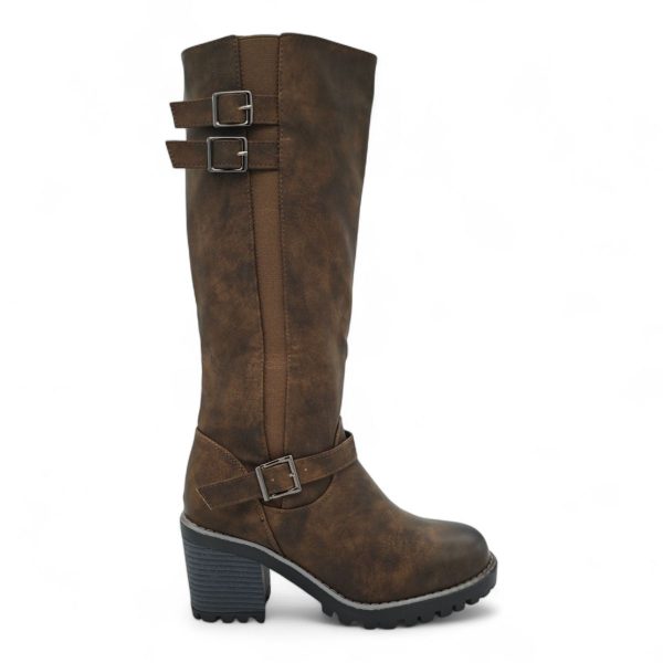 TTP Women Knee High Block Heel Boots with Buckle Decors HTM-6 - Image 8
