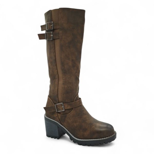 TTP Women Knee High Block Heel Boots with Buckle Decors HTM-6 - Image 7