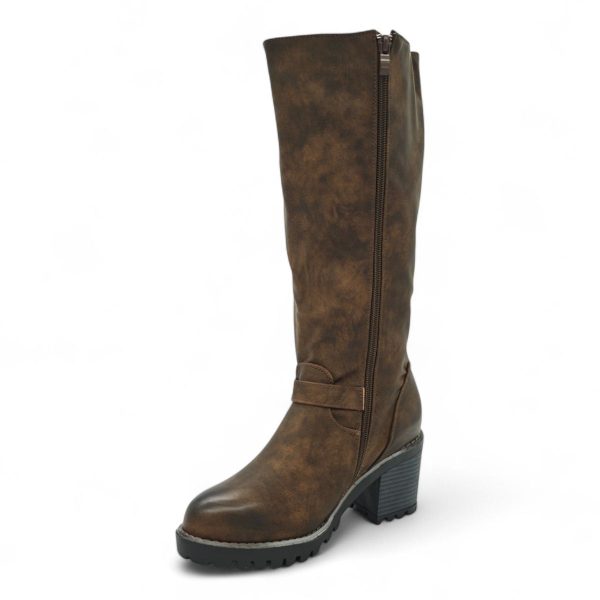 TTP Women Knee High Block Heel Boots with Buckle Decors HTM-6 - Image 5