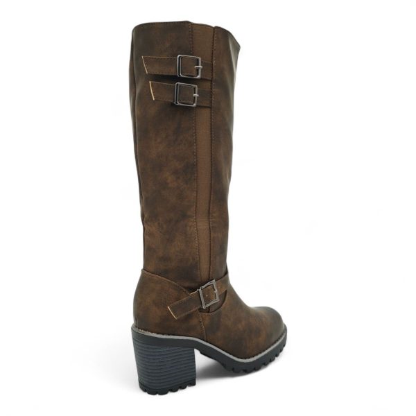 TTP Women Knee High Block Heel Boots with Buckle Decors HTM-6 - Image 3