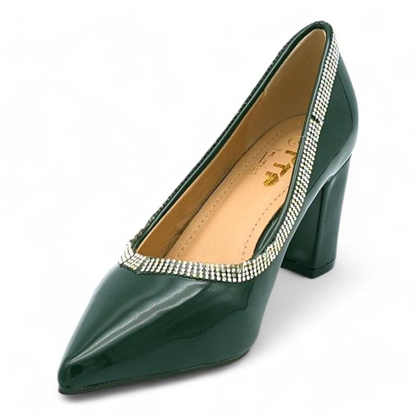 TTP Women Patent PU Block Heels with Embelished Vamp Edge JSF93 - Image 15