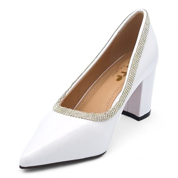 TTP Women Patent PU Block Heels with Embelished Vamp Edge JSF93 - Image 4