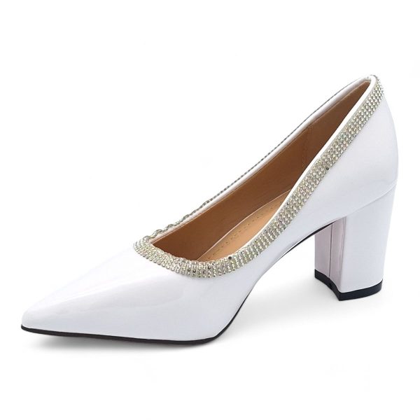 TTP Women Patent PU Block Heels with Embelished Vamp Edge JSF93 - Image 3