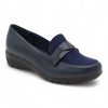 TTP Women's Navy Blue PU and Textile Loafer