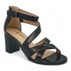 Patent TTP Block-Heel Sandal with Crisscross Straps JSF142
