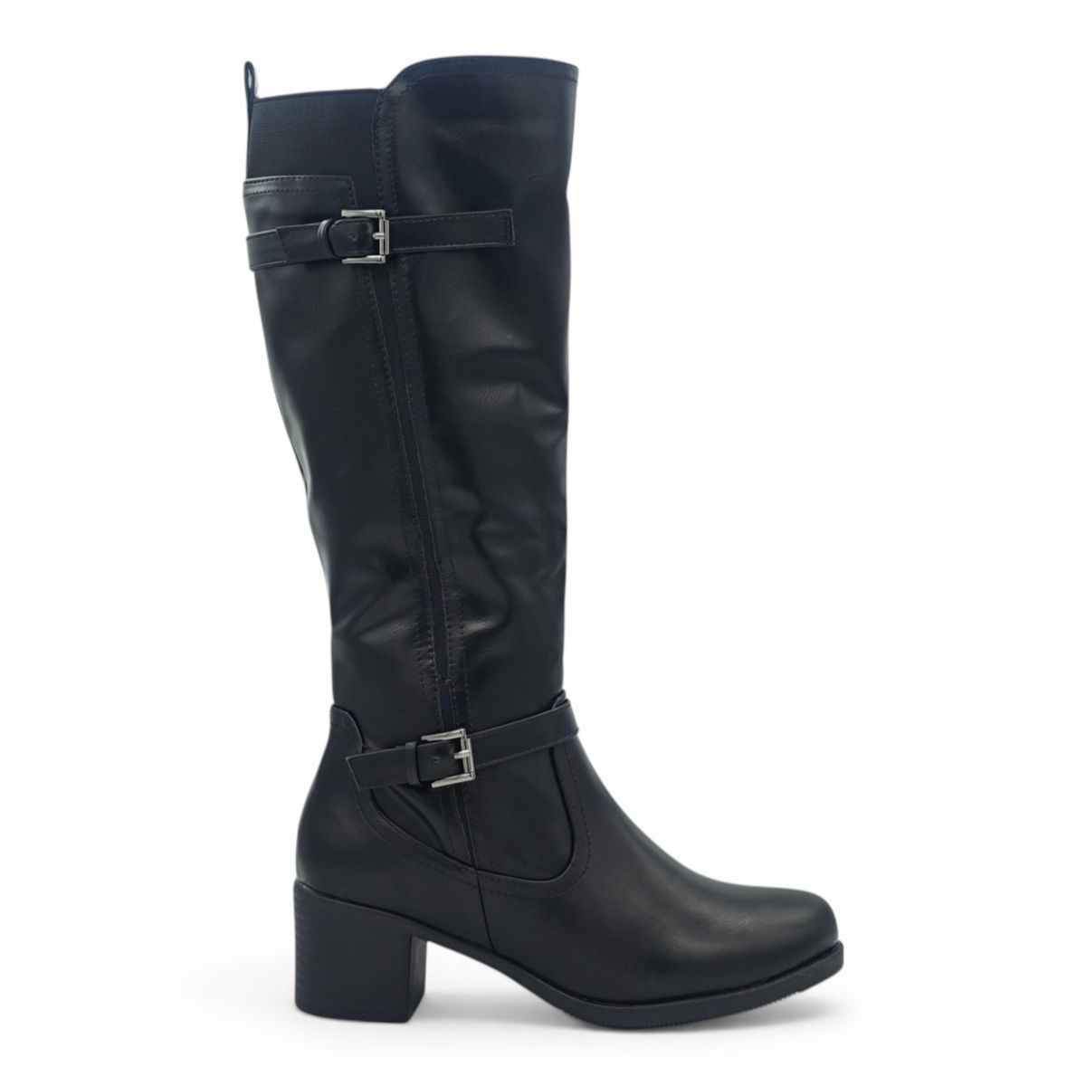 Aixir Women's Block Heel Mid-Calf Buckle Boot PSL4546