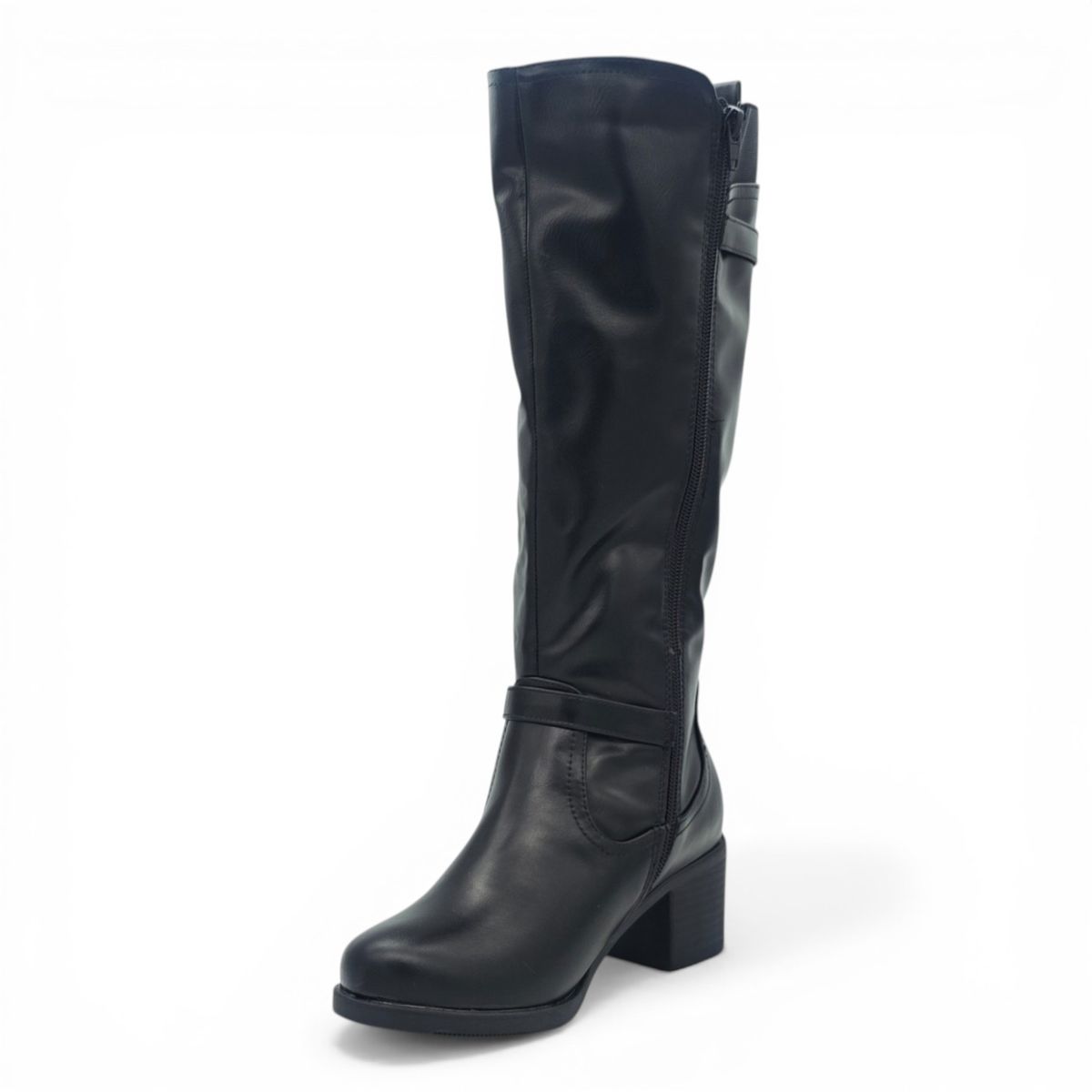 Aixir Women's Block Heel Mid-Calf Buckle Boot PSL4546 - Image 5