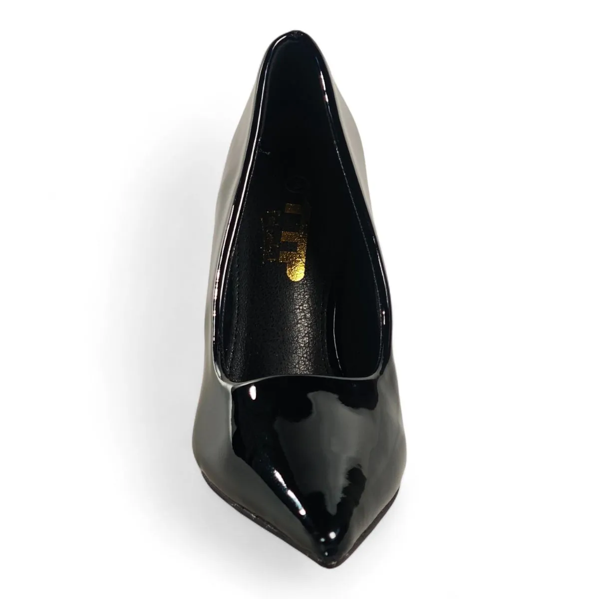 TTP Glossed Pointed-Toe Heel AW9506-1 in Black