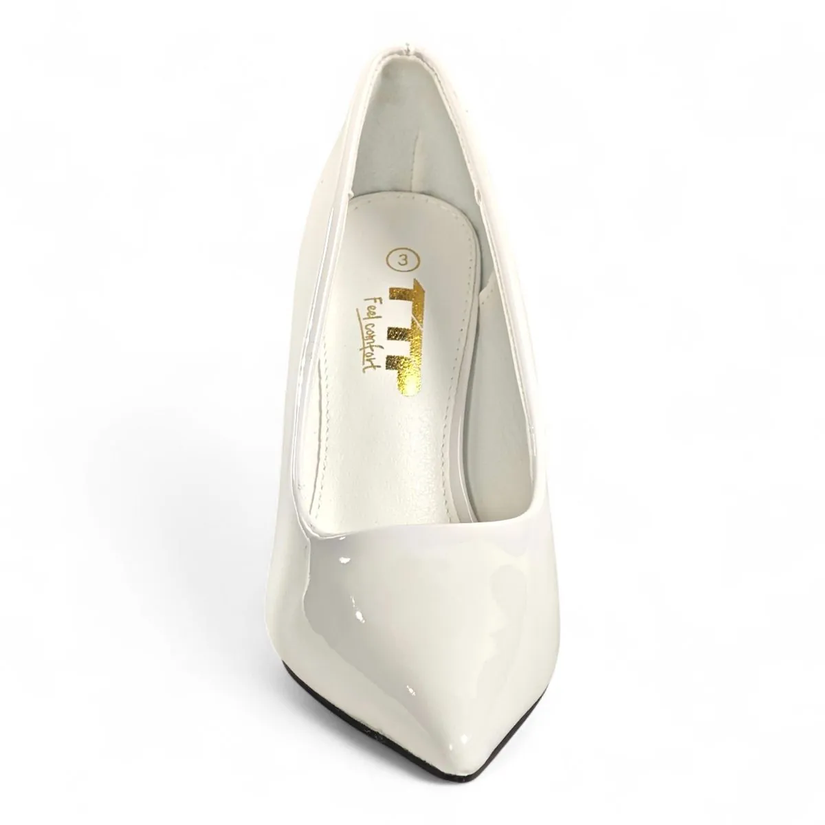 TTP Glossed Pointed-Toe Heel AW9506-1 in White