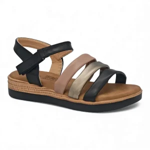 TTP Women's Multi-Strap Platform Sandal LBD-03 in Black